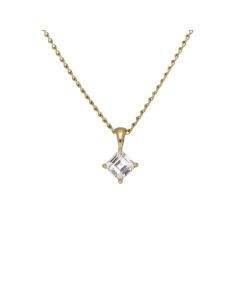 Pre-Owned 9ct Gold Cubic Zirconia Pendant & Chain Necklace