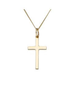 Pre-Owned 9ct Yellow Gold Cross Pendant & 18" Chain Necklace