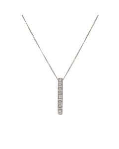 Pre-Owned 9ct White Gold 18" Diamond Set Bar Necklace