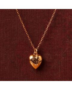 Pre-Owned Vintage 1977 9ct Yellow Gold Patterned Heart Necklace