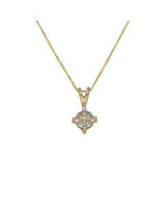 Pre-Owned 9ct Gold Diamond Set Pendant & 18" Chain Necklace