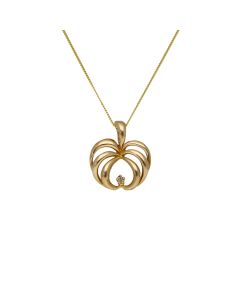 Pre-Owned 9ct Gold Diamond Set Pendant & 18" Chain Necklace