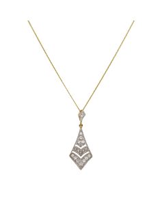 Pre-Owned 9ct Gold Spinel Chevron Pendant & 18" Necklace