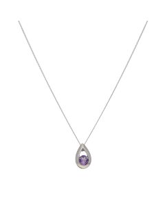 Pre-Owned 9ct White Gold Amethyst Pendant & Chain Necklace