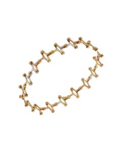 Pre-Owned 14ct Yellow Rose & White Gold Expanding Flexi Bangle