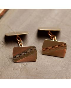 Pre-Owned Vintage 1969 9ct Yellow Gold Patterned Cufflinks