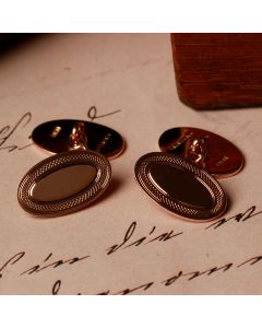 Pre-Owned Vintage 1922 9ct Rose Gold Engraved Oval Cufflinks