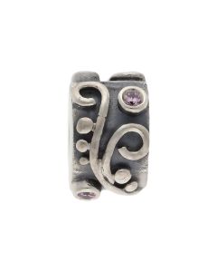 Pre-Owned Pandora Silver Pink Cubic Zirconia Swirl Clip Charm