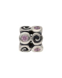 Pre-Owned Pandora Silver Pink Cubic Zirconia Swirl Charm