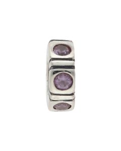 Pre-Owned Pandora Silver Pink Cubic Zirconia Slim Spacer Charm