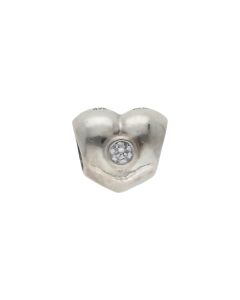 Pre-Owned Pandora Silver Cubic Zirconia Set Heart Charm
