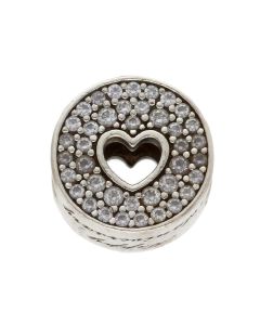 Pre-Owned Pandora Silver Cubic Zirconia Heart Anniversary Charm