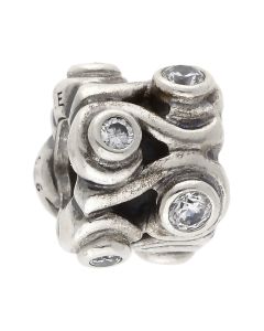 Pre-Owned Pandora Silver Cubic Zirconia Swirl Wave Charm