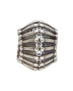Pre-Owned Pandora Silver Ridged Cubic Zirconia Line Centre Charm