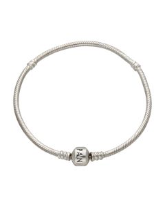 Pre-Owned Pandora Silver Barrel Clasp Snake Link Bracelet