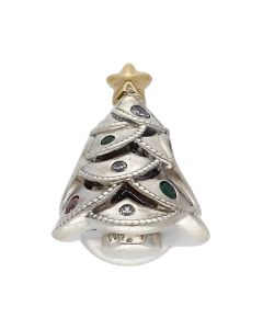 Pre-Owned Pandora Silver Gemstone Set Christmas Tree Charm