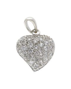 Pre-Owned Sterling Silver Cubic Zirconia Heart Pendant