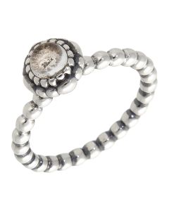 Pre-Owned Pandora Silver Gemstone Set Beaded Band Ring