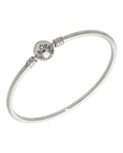 Pre-Owned Pandora Silver Barrel Clasp Polished Bangle