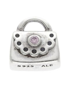 Pre-Owned Pandora Silver Pink Cubic Zirconia Set Handbag Charm