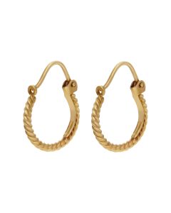 Pre-Owned 9ct Yellow Gold Small Twist Creole Earrings