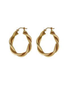 Pre-Owned 9ct Yellow Gold Double Twist Hoop Creole Earrings