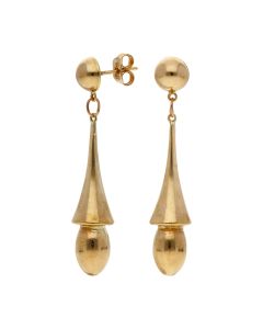 Pre-Owned 9ct Yellow Gold Hollow Torpedo Drop Earrings