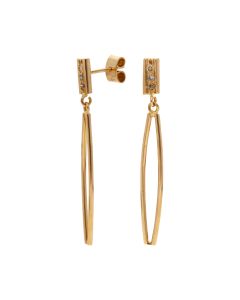 Pre-Owned 14ct Yellow Gold Diamond Set Open Drop Earrings