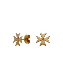 Pre-Owned 18ct Yellow Gold Maltese Cross Stud Earrings