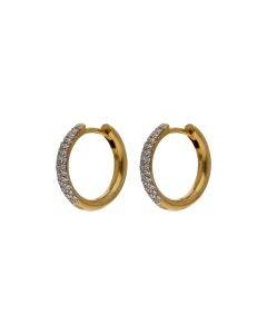 Pre-Owned 18ct Yellow Gold Diamond Huggie Style Hoop Earrings