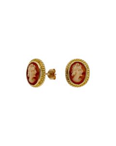 Pre-Owned 9ct Yellow Gold Cameo Stud Earrings