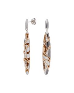Pre-Owned 14ct White & Rose Gold Diamond Set Drop Earrings