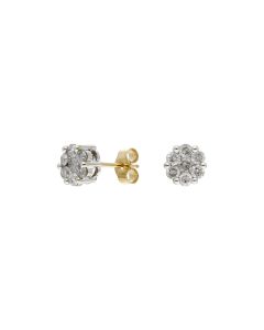Pre-Owned 9ct Yellow Gold 0.50ct Diamond Cluster Stud Earrings