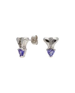 Pre-Owned 14ct White Gold Tanzanite & Diamond Stud Earrings