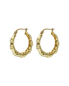 Pre-Owned 9ct Yellow Gold Bamboo Creole Earrings