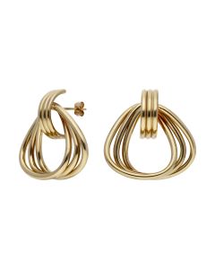 Pre-Owned 9ct Yellow Gold 3 Row Triangle Knot Stud Earrings