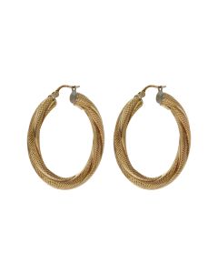 Pre-Owned 9ct Yellow Gold Textured Twist Hoop Creole Earrings
