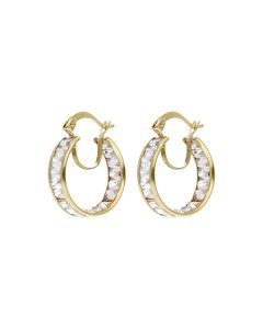 Pre-Owned 9ct Yellow Gold Cubic Zirconia Hoop Creole Earrings