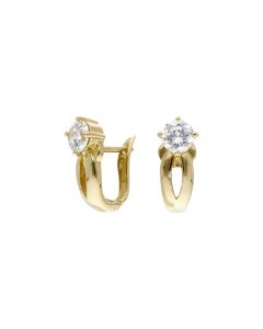 Pre-Owned 14ct Gold Cubic Zirconia Leverback Stud Earrings