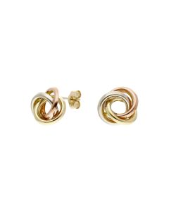 Pre-Owned 9ct Yellow Rose & White Gold Knot Stud Earrings