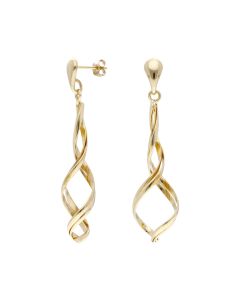 Pre-Owned 9ct Yellow Gold Twist Drop Earrings