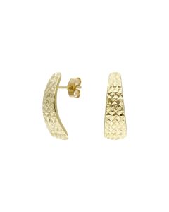 Pre-Owned 9ct Yellow Gold Textured Curved Bar Stud Earrings