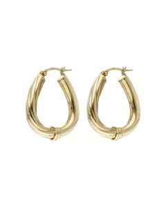 Pre-Owned 9ct Yellow Gold Half Twist Hangbag Creole Earrings