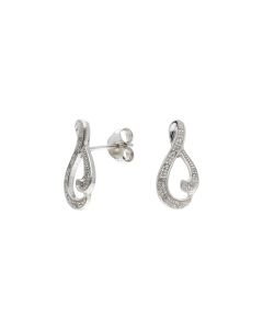 Pre-Owned 9ct White Gold Diamond Set Wave Stud Earrings