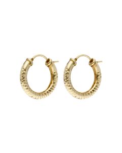 Pre-Owned 9ct Yellow Gold Textured Hoop Creole Earrings