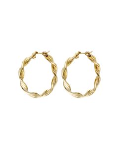 Pre-Owned 9ct Yellow Gold Twist Hoop Creole Earrings