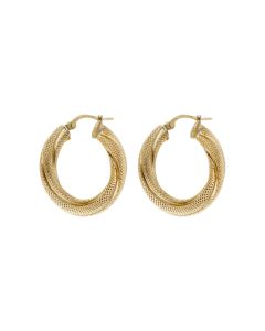 Pre-Owned 9ct Yellow Gold Textured Twist Hoop Creole Earrings