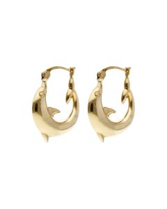 Pre-Owned 9ct Yellow Gold Dophin Hoop Earrings