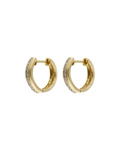 Pre-Owned 9ct Yellow Gold Diamond Set Huggie Earrings
