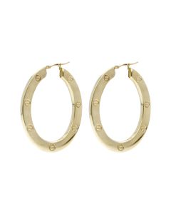 Pre-Owned 9ct Yellow Gold Oval Screw Design Creole Earrings